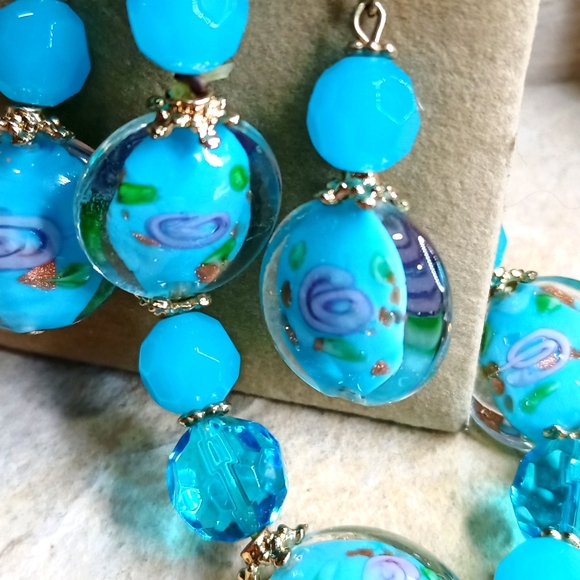 Italian Murano Glass  Bracelet and Earrings set Hand Crafted Vintage - Picture 3 of 6